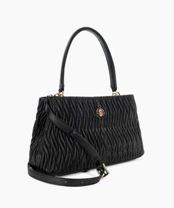 Dune London Black Handbags Women Darla Black Leather Quilted Dune Bug Embellished Shoulder Bag Black