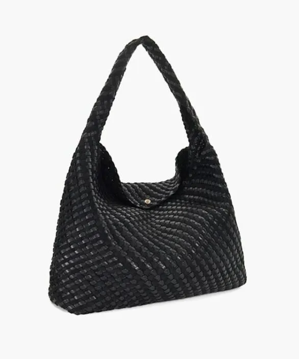 Dune London Black Handbags Women Deliberate XL Black Extra Large Woven Shoulder Bag Black