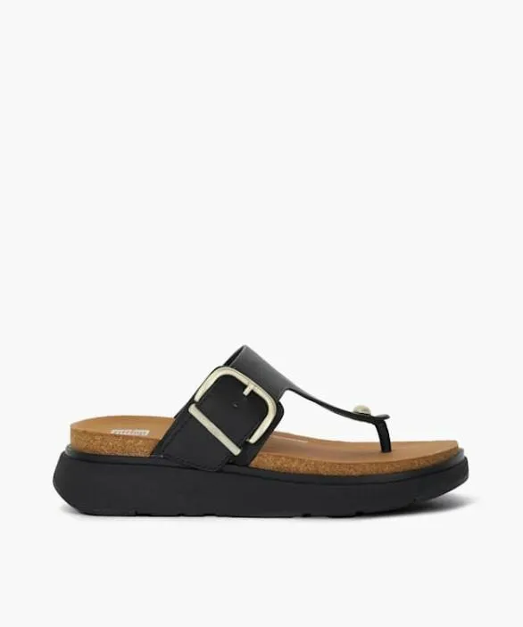 Dune London Black Sandals Women GenFf Buckle Black FitFlop Buckle Leather ToePost Sandals Black
