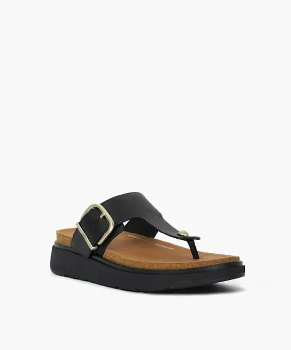 Dune London Black Sandals Women GenFf Buckle Black FitFlop Buckle Leather ToePost Sandals Black