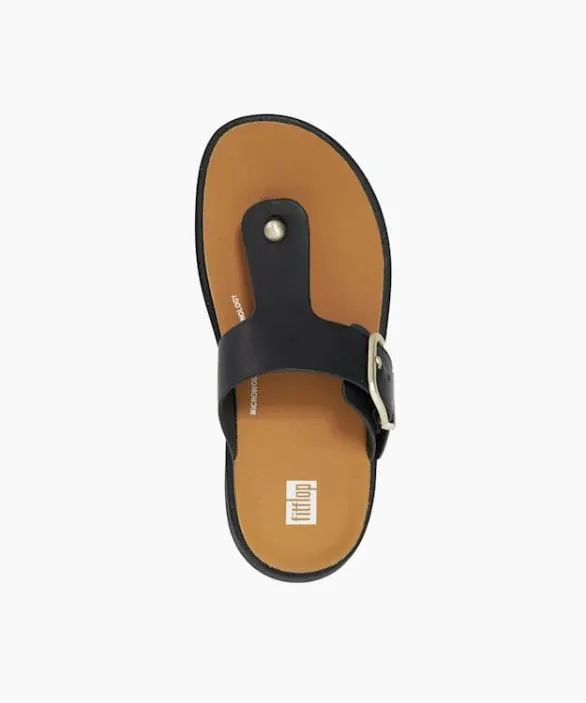 Dune London Black Sandals Women GenFf Buckle Black FitFlop Buckle Leather ToePost Sandals Black
