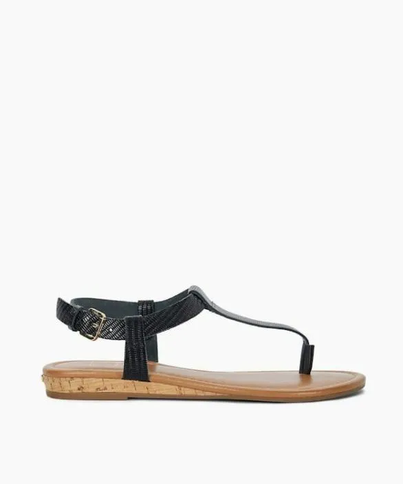 Dune London Black Sandals Women Lari Black Cork Wedge Sandals Black