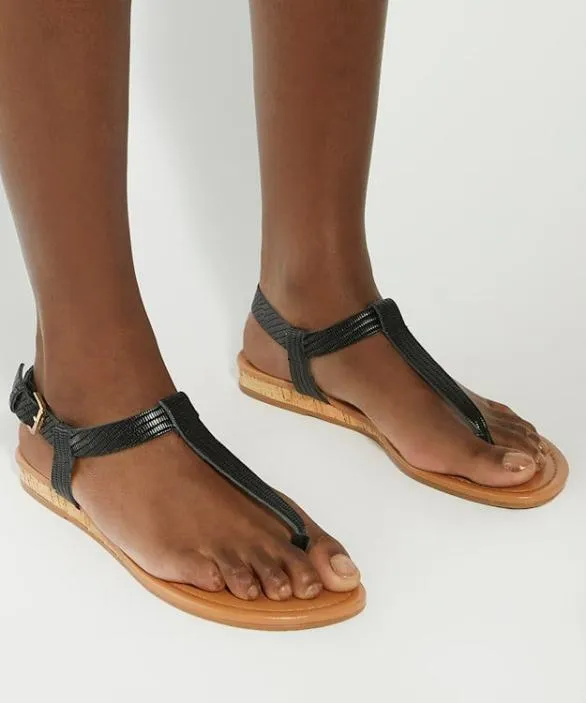 Dune London Black Sandals Women Lari Black Cork Wedge Sandals Black