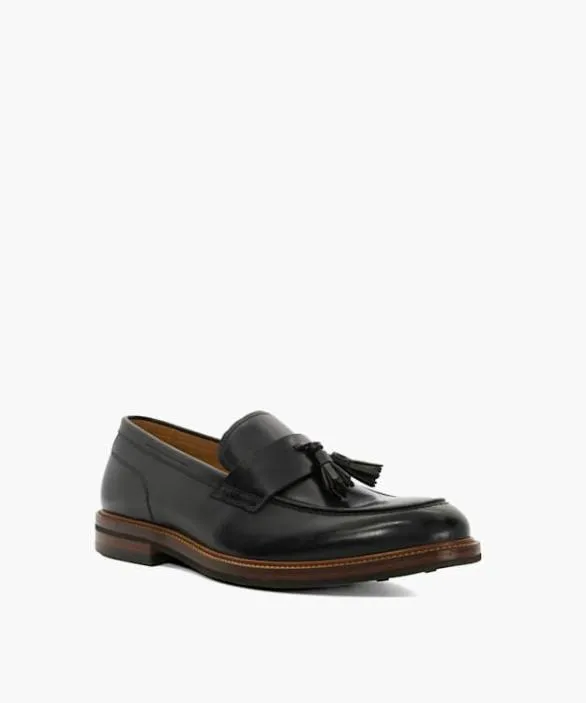 Dune London Black Shoes Men Shaw Black Tassel Detail Loafers Black