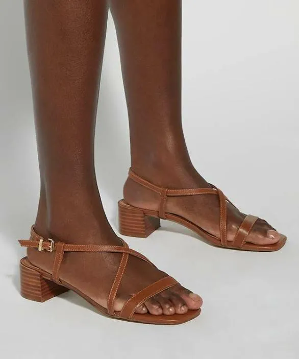 Dune London Block Heeled Sandals Women Jaskell Tan Low Block Heel Sandals Brown