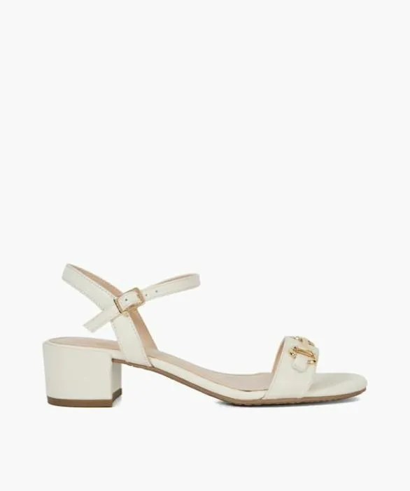 Dune London Block Heeled Sandals Women Jillas Ecru Open Toe Stacked Heel Sandals White