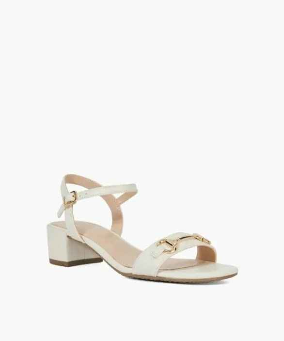 Dune London Block Heeled Sandals Women Jillas Ecru Open Toe Stacked Heel Sandals White
