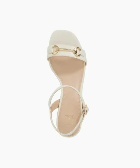 Dune London Block Heeled Sandals Women Jillas Ecru Open Toe Stacked Heel Sandals White