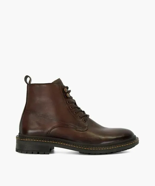 Dune London Brown Boots Men Calio Brown Chunky Lace Up Casual Boots Brown