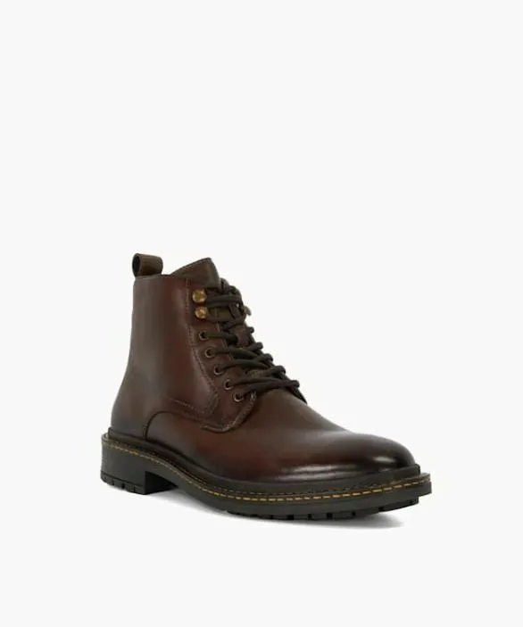 Dune London Brown Boots Men Calio Brown Chunky Lace Up Casual Boots Brown