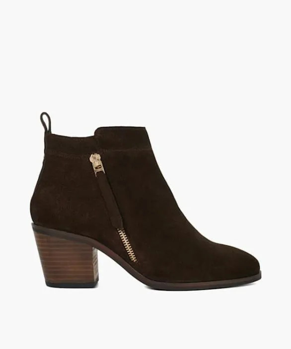 Dune London Brown Boots Women Paicing Brown Block Heel Side Zip Boots Brown