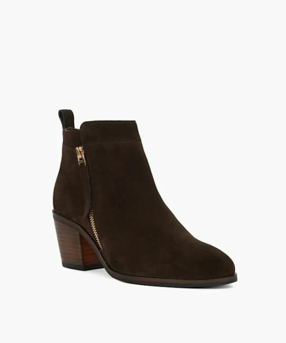 Dune London Brown Boots Women Paicing Brown Block Heel Side Zip Boots Brown