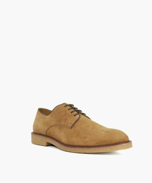 Dune London Brown Shoes Men Banford Tan Suede Gibson Lace Up Shoes Brown
