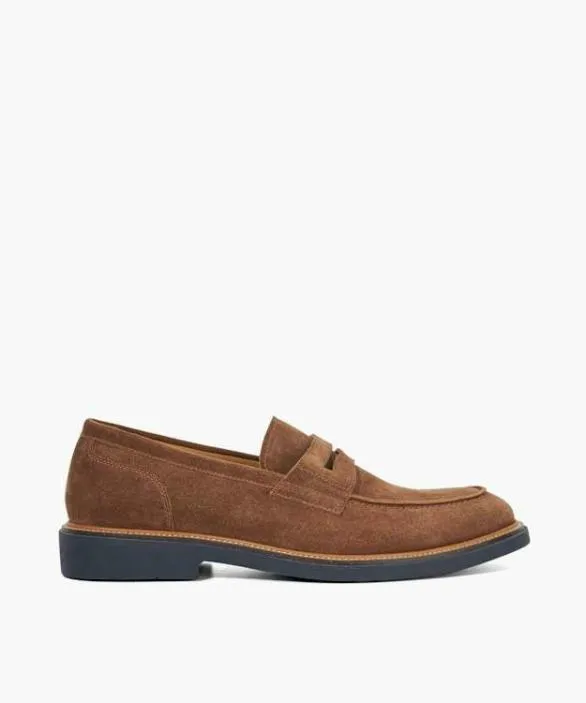 Dune London Brown Shoes Men Benet Brown Suede Penny Loafers Brown