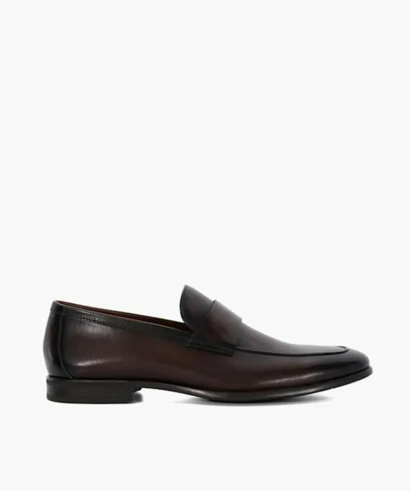 Dune London Brown Shoes Men Sylas Brown Leather Penny Loafers Brown