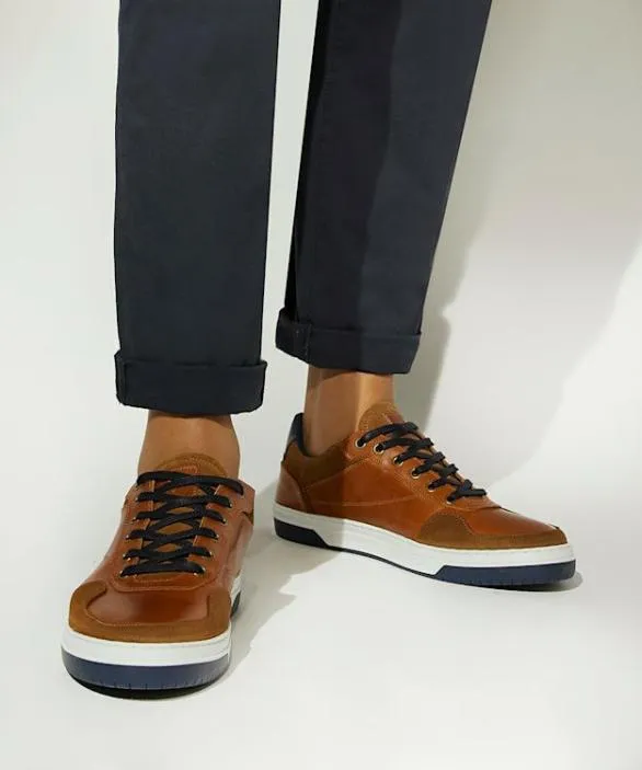 Dune London Brown Shoes Men Thorin Tan LaceUp Trainers Brown