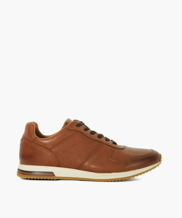 Dune London Brown Shoes Men Trilogy Tan LaceUp Runner Trainers Brown