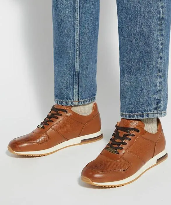 Dune London Brown Shoes Men Trilogy Tan LaceUp Runner Trainers Brown