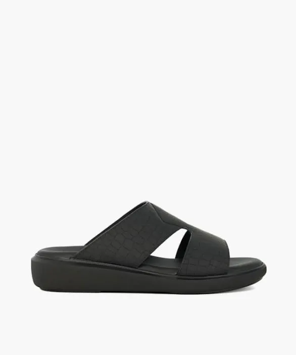 Dune London Casual Sandals Men Hamish Black Slip On Wedge Heel Sandals Black