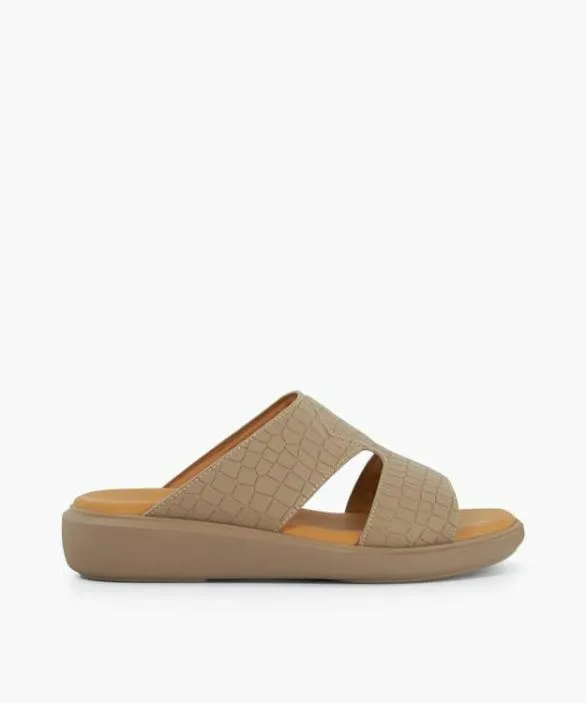 Dune London Casual Sandals Men Hamish Taupe Slip On Wedge Heel Sandals Neutral