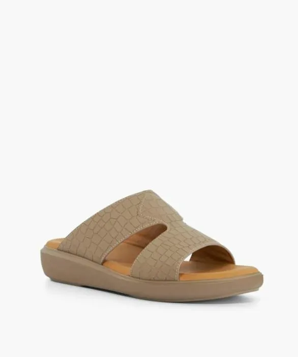 Dune London Casual Sandals Men Hamish Taupe Slip On Wedge Heel Sandals Neutral