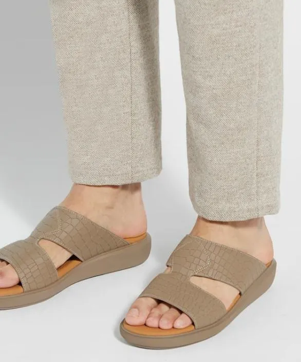 Dune London Casual Sandals Men Hamish Taupe Slip On Wedge Heel Sandals Neutral