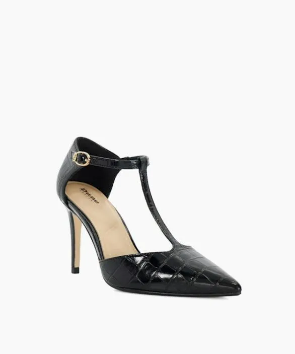 Dune London Court Shoes Women Castered Black Pointed Toe Stiletto Heels Black