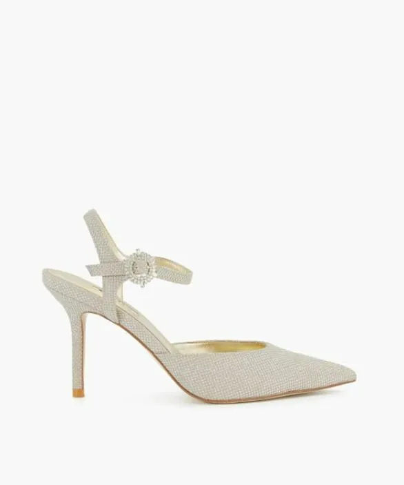 Dune London Court Shoes Women Channel Gold Buckle Detail Metallic Heeled Courts Metallic Synthetic Dune London Court Shoes Women Channel Gold Buckle Detail Metallic Heeled Courts Metallic Synthetic