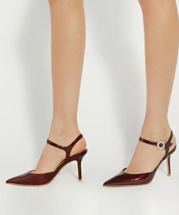 Dune London Court Shoes Women Channel Red BuckleDetail Heeled Courts Red