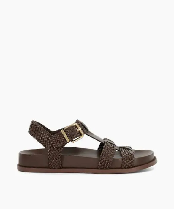 Dune London Flat Sandals Women Looking Brown Woven Open Toe Sandals Brown