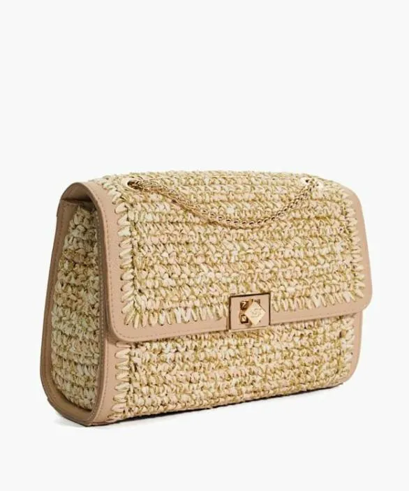 Dune London Handbags Women Delphinium Blush Lurex Thread Raffia Shoulder Bag Neutral