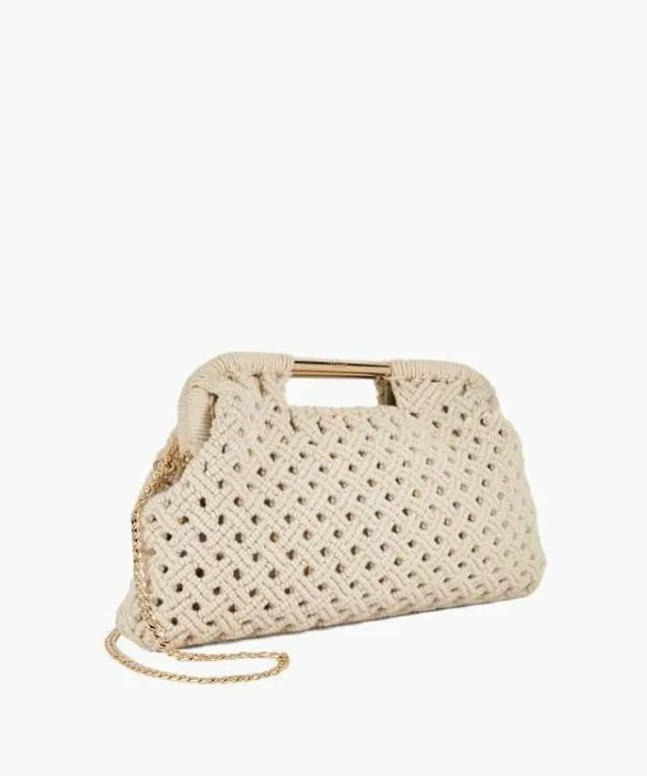 Dune London Handbags Women Elsabeth Cream Raffia Bag With Gold Handles Neutral
