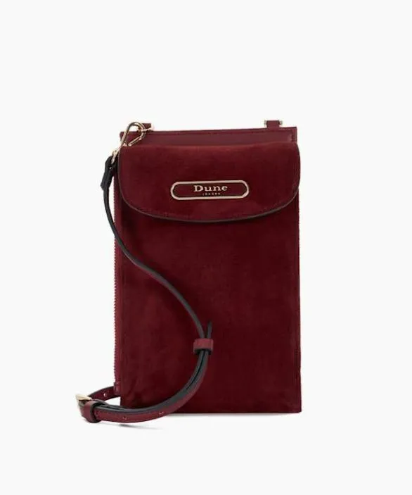 Dune London Handbags Women Shellies Burgundy Multifunctional Phone Case Red