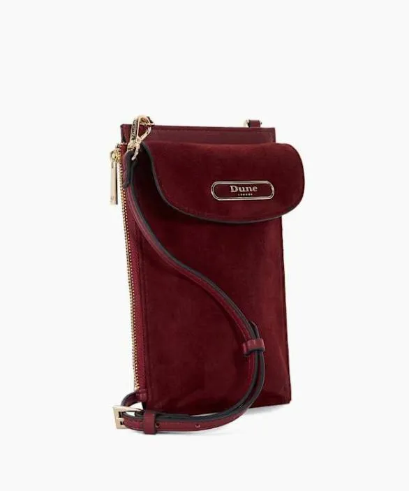 Dune London Handbags Women Shellies Burgundy Multifunctional Phone Case Red
