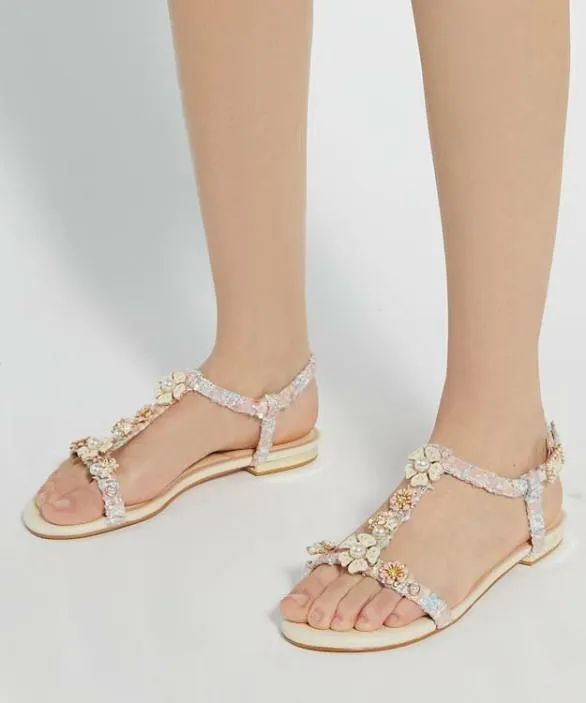 Dune London Heeled Sandals Women Nature Pink Floral Embellished Tbar Sandals Pink