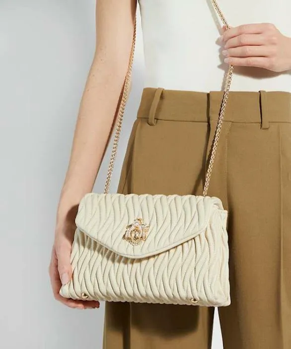 Dune London Leather Bags Women Darling Ecru Quilted Leather Cross Body Bag Multi