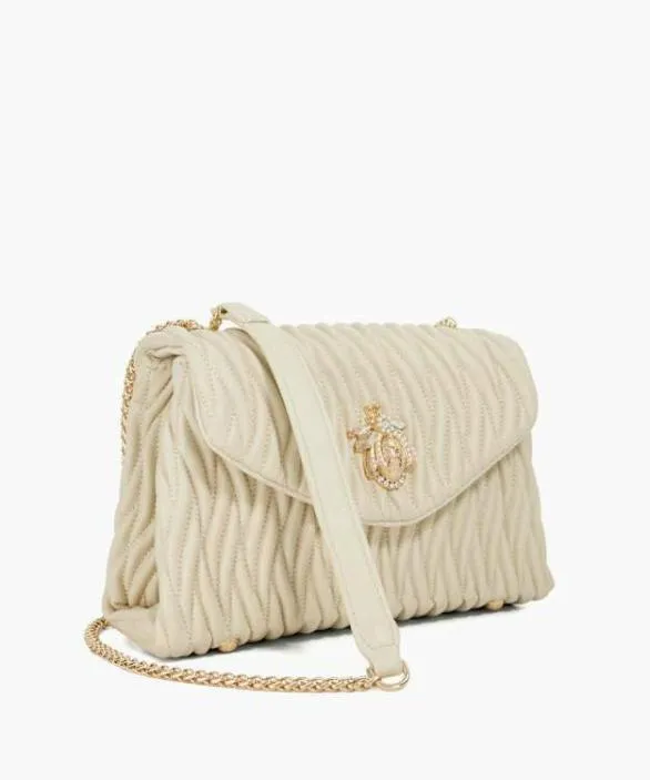 Dune London Leather Bags Women Darling Ecru Quilted Leather Cross Body Bag Multi