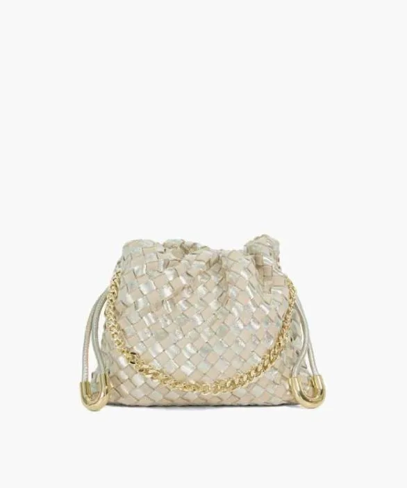 Dune London Leather Bags Women Primrose S Gold Small Drawstring Woven Leather Bag Metallic Dune London Leather Bags Women Primrose S Gold Small Drawstring Woven Leather Bag Metallic