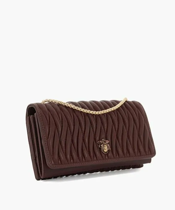 Dune London Leather Bags Women Strong Burgundy Quilted Leather Cross Body Bag Red