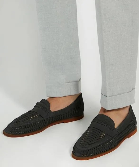 Dune London Loafers Men Brickles Dark Navy Casual Woven Loafers Blue