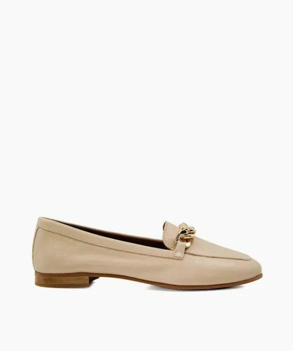 Dune London Loafers Women Goldsmith Ecru Chain Trim Leather Loafers White