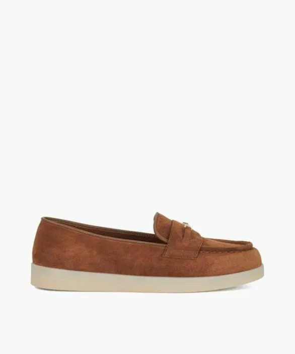 Dune London Loafers Women Graciela Tan Suede Snaffle Trim Casual Loafers Brown