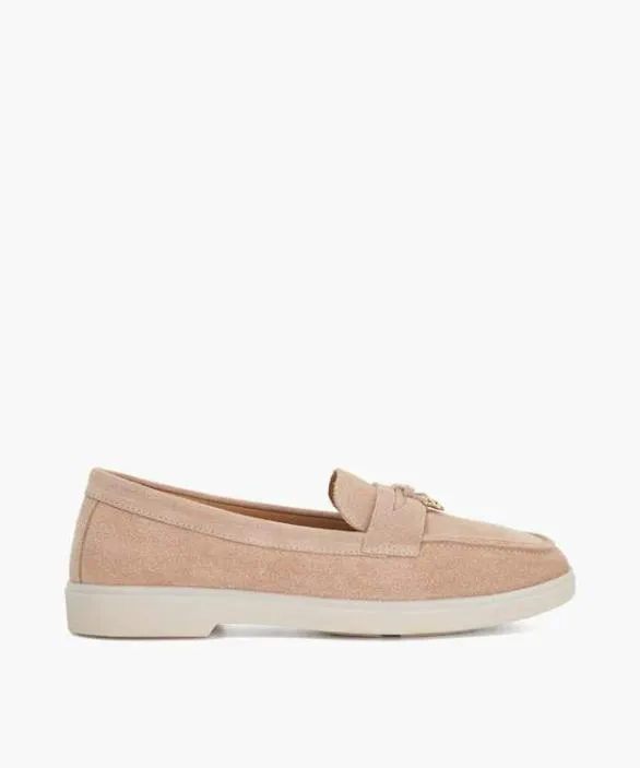 Dune London Loafers Women Grinning Blush Suede Slip On Loafers Pink