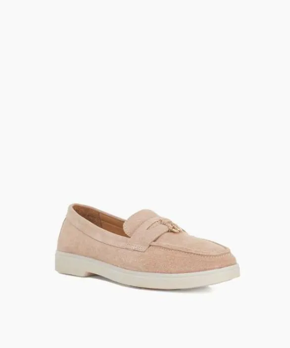 Dune London Loafers Women Grinning Blush Suede Slip On Loafers Pink