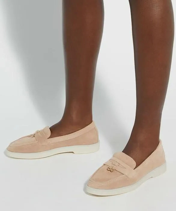Dune London Loafers Women Grinning Blush Suede Slip On Loafers Pink