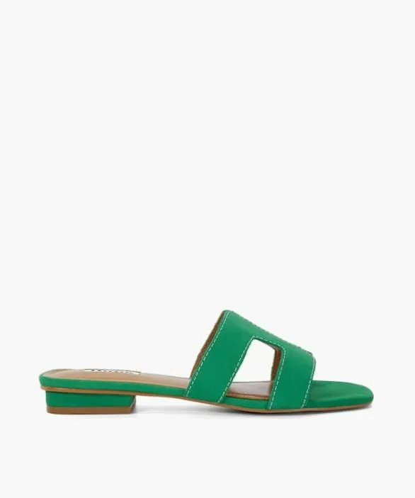Dune London Loupe Sandals Women Loupe Green Smart Slider Sandals Green Suede