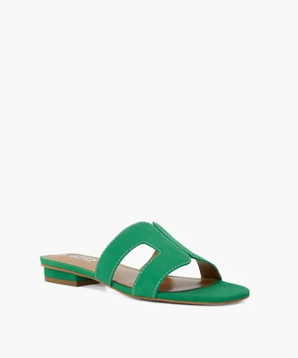 Dune London Loupe Sandals Women Loupe Green Smart Slider Sandals Green Suede