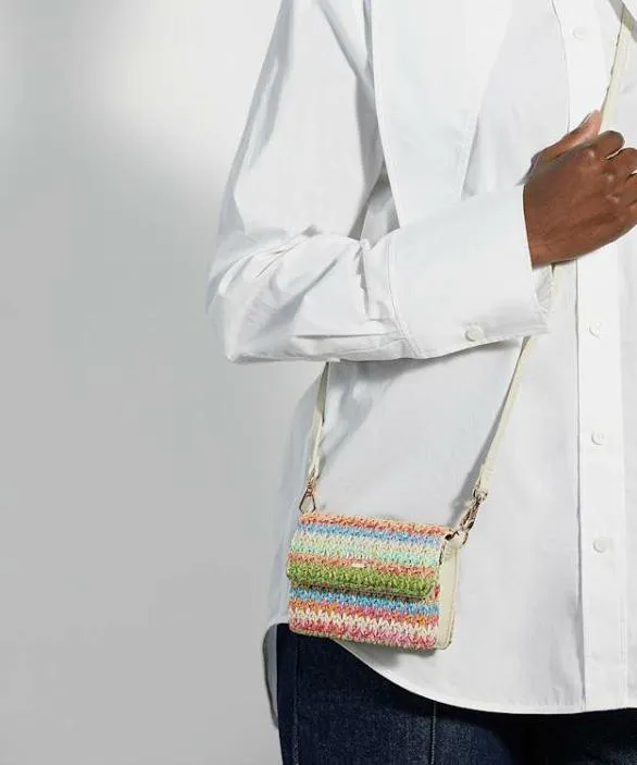 Dune London Purses Women Kissed Multi Raffia Crossbody Coin Purse Multi
