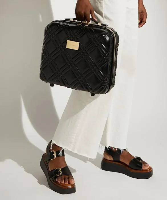 Dune London Suitcases and Luggage Women Orchester Vanit Black Small HardShell Crossbody Luggage Black
