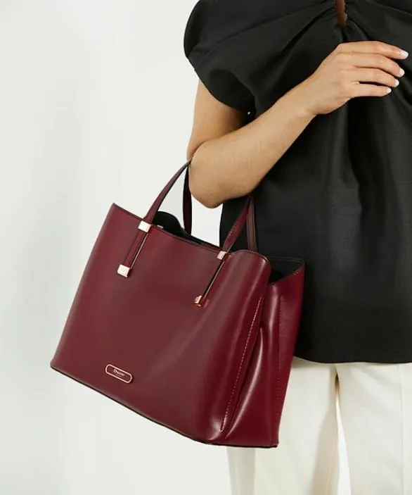 Dune London Tote Bags Women Dorry Berry Branded Hardware Tote Bag Red